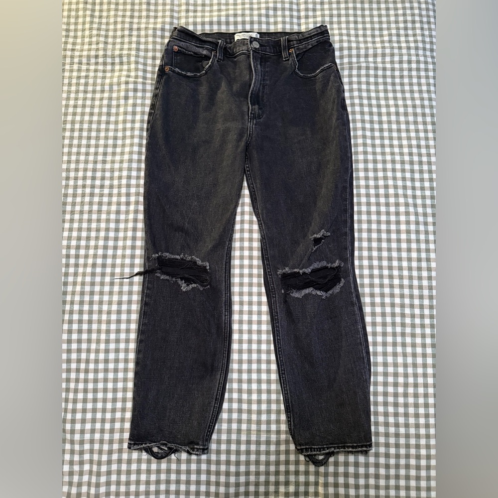 Abercrombie & Fitch Black The Ankle Straight Ultra High Rise